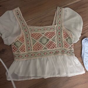 Rebellion Pink and Green Crochet Top
